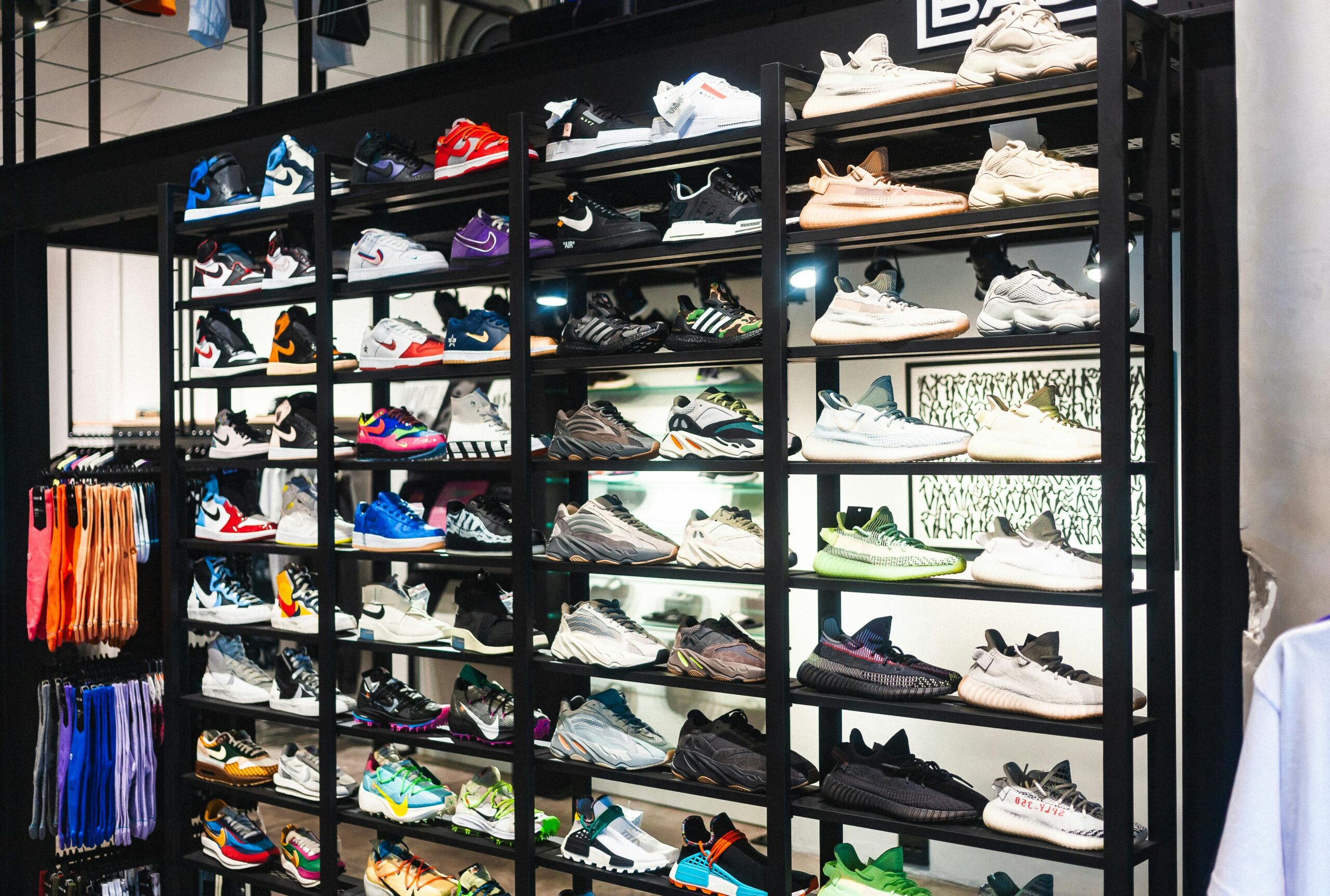 Selection of running shoes at specialty running store
